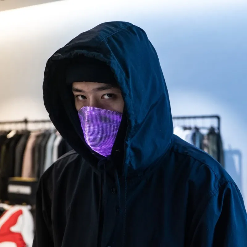 

LED dust mask 7 bright bright colors novelty veileuse mask dancer DJ lamp music masquerade party Halloween light Up mask