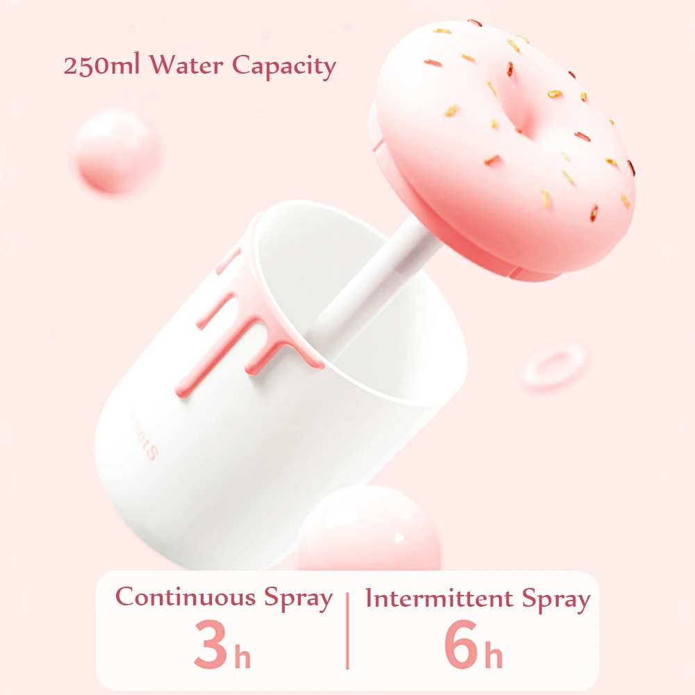 250ml Lovely Donut Umidificatore d'aria Diffusore di aromaterapia USB con lampada LED romantica Mini nebulizzatore per auto ad ultrasuoni_voghion.com
