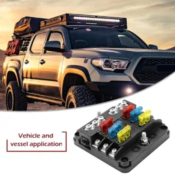 

32V Plastic Cover Fuse Box Holder M5 Stud LED Warning Indicator Light 6Ways Blade Block for Auto Car Boat Marine high quility