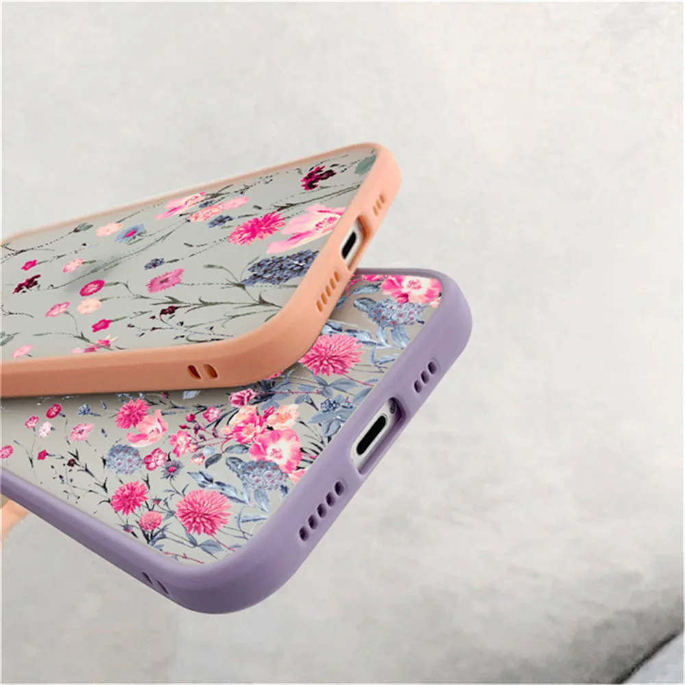 Vintage Leaves Flower Phone Case For iPhone 12 11 13 Pro Max 12Mini X XR XS Max 8 7 Plus SE 2020 Camera Protection Hard PC Coque iphone 13 pro max wallet case