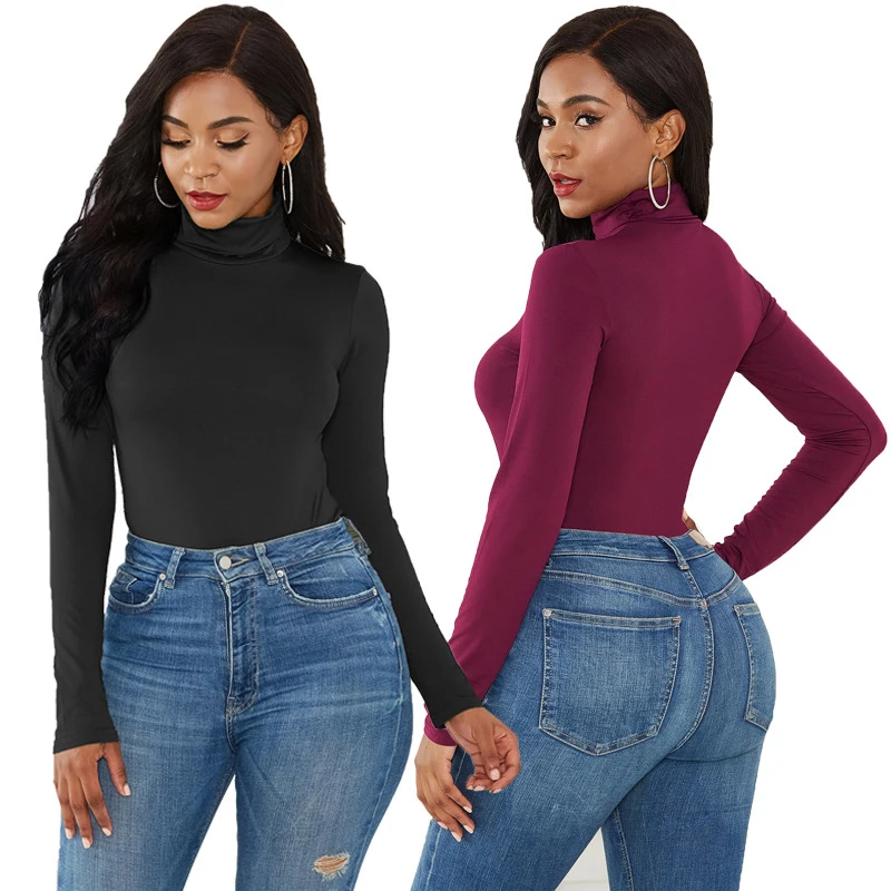 Sexy turtleneck jumpsuit women bodysuit party club high street pants ladies jumpsuit solid long sleeve bodycon female tops bodys