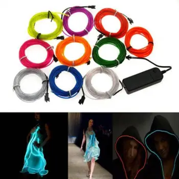 

EL Wire Light Cold Light Suit ABS 3V Car Neon 5M Xmas Rope W/Battery Case Christmas Lamp Durable Party Strip Flexible Dance