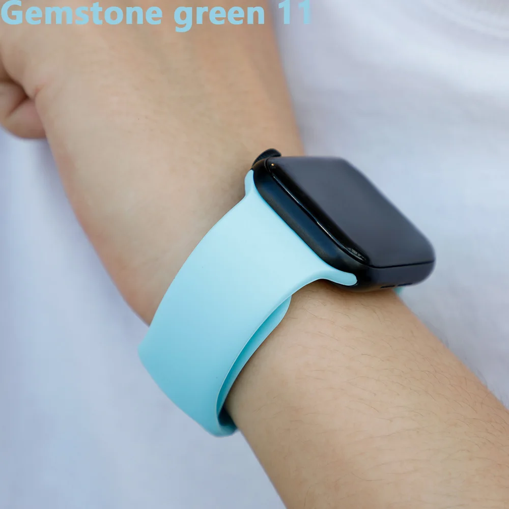 Gemstone green 11 Силиконовый ремешок для наручных часов Apple Watch, версии Apple watch 4 полосным 44 мм 40 мм 5 3 наручных часов iwatch, ремешок 42 мм, 38 мм, версия браслет ремешок для часов аксессуар - Цвет ремешка: Gemstone green 11