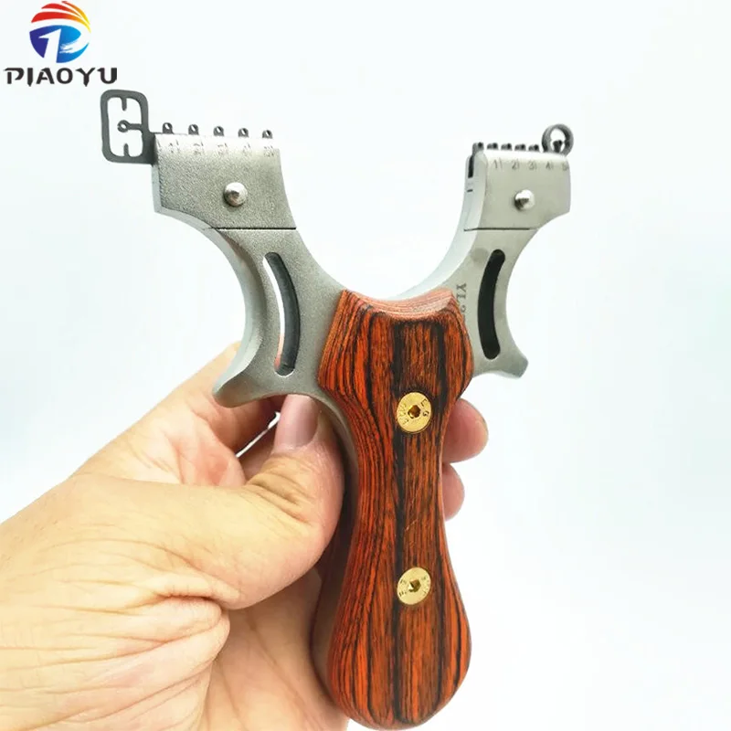 Tirachinas de cuero plano de alta precisión, Catapulta de acero inoxidable para caza al aire libre, tirachinas de competición de madera sólida