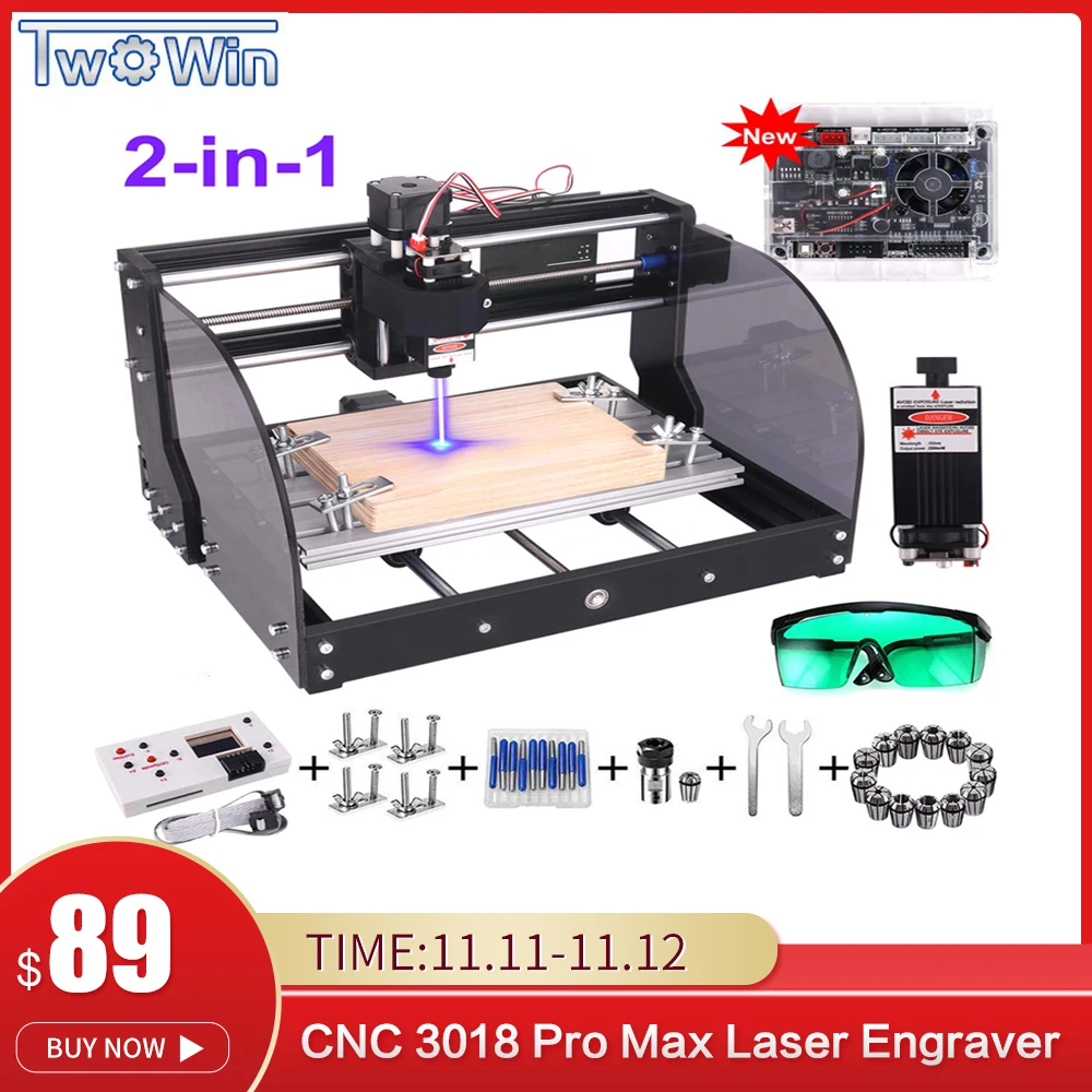 CNC 3018 Pro Max Laser Engraver GRBL DIY 3Axis PBC Milling Laser Engraving Machine Wood Router Upgrade 3018 pro With Offline