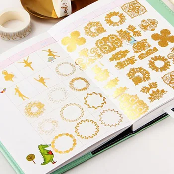 

1Pcs Hot Stamping Gold Foil Washi Tape Diary Sticker Slim Dividing Line Washitape Diary Decorative Tearable Tapes
