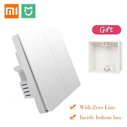 Double inside Бесплатный подарок Xiaomi Aqara, умный светильник с управлением пожарной проволокой, с нулевой линией, двойной одноклавишный настенный выключатель ZiGBee, 2 версии, Mijia, приложение для управления - Цвет: Double inside