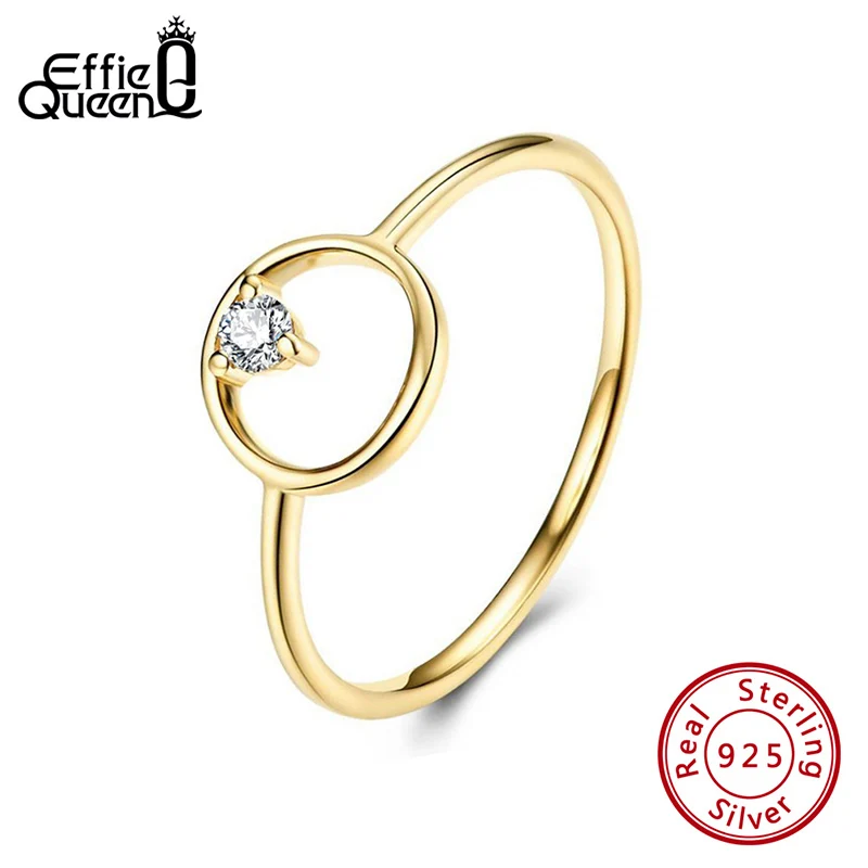 

Effie Queen Simple Design Silver Rings For Female with AAAA Cubic Zircon 925 Silver Finger Ring Jewelry Party Gift BR191