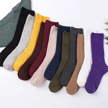 Корейские женские свободные Носки ярких цветов в полоску, теплые хлопковые Модные Повседневные носки в стиле Харадзюку, Забавные милые зимние носки Happy Art