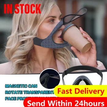 

Adult New Style Can Open Smart Magnetic Mask Double Layer Dustproof Washable Transparent Protective Mask Mondmasker Wasbaar#3