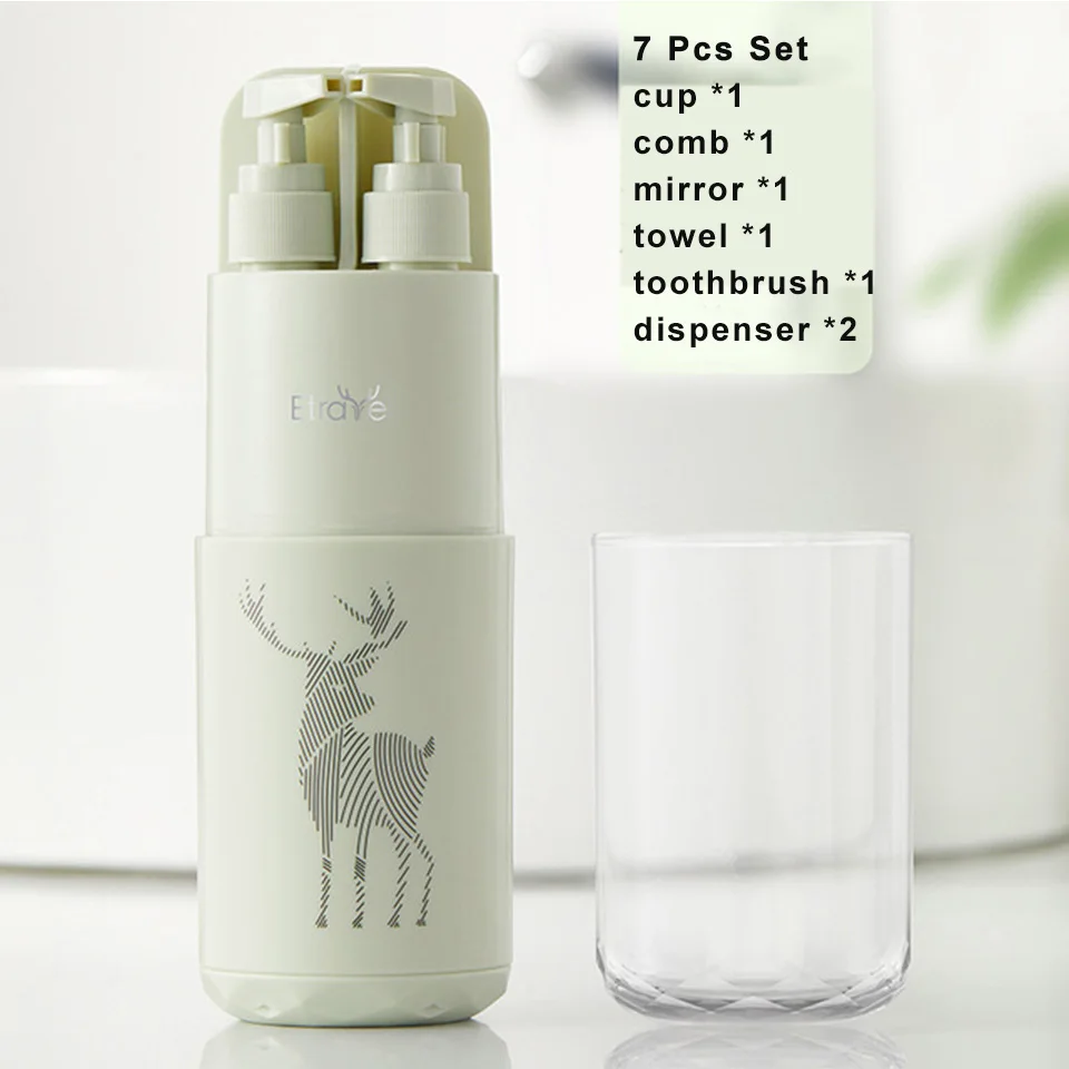7 pcs set green MSJO 4 в 1 дорожный диспенсер для геля и лосьона для душа шампунь диспенсер Аксессуары Мега душ Пресс контейнер многоразового мыла бутылки - Цвет: 7 pcs set green