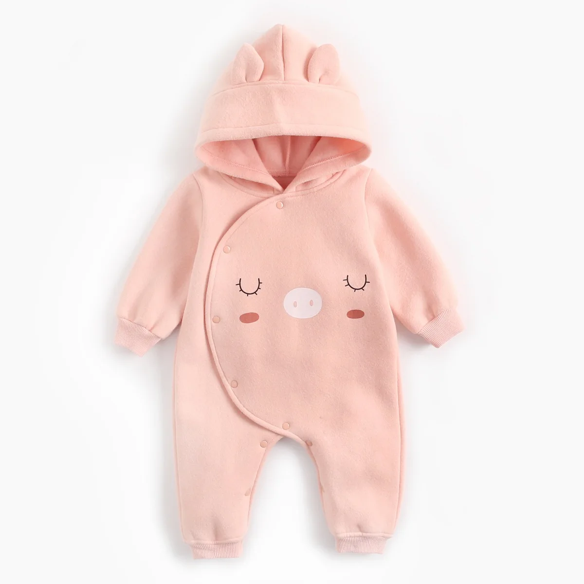 Pink pig Для маленьких девочек; комбинезон; теплый зимний толстый теплый, для новорожденных, для маленьких мальчиков флисовое ночное белье с героями мультфильмов теплый комбинезон, спортивный костюм; мягкая Пижама; - Цвет: Pink pig