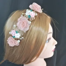 Корейские диадемы ручной работы, свадебные диадемы, повязки на голову для невесты, Розовый 3D цветочный головной убор Венок, свадебное кольцо, гребень, аксессуары для волос