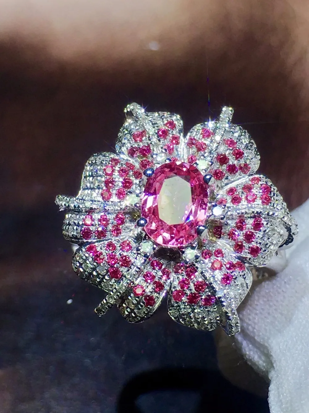 Pink Sapphire Ring Real Pure 18 K Natural Pink Padparadscha Sapphire Gemstones 0.92ct Diamonds Stone Female Ring