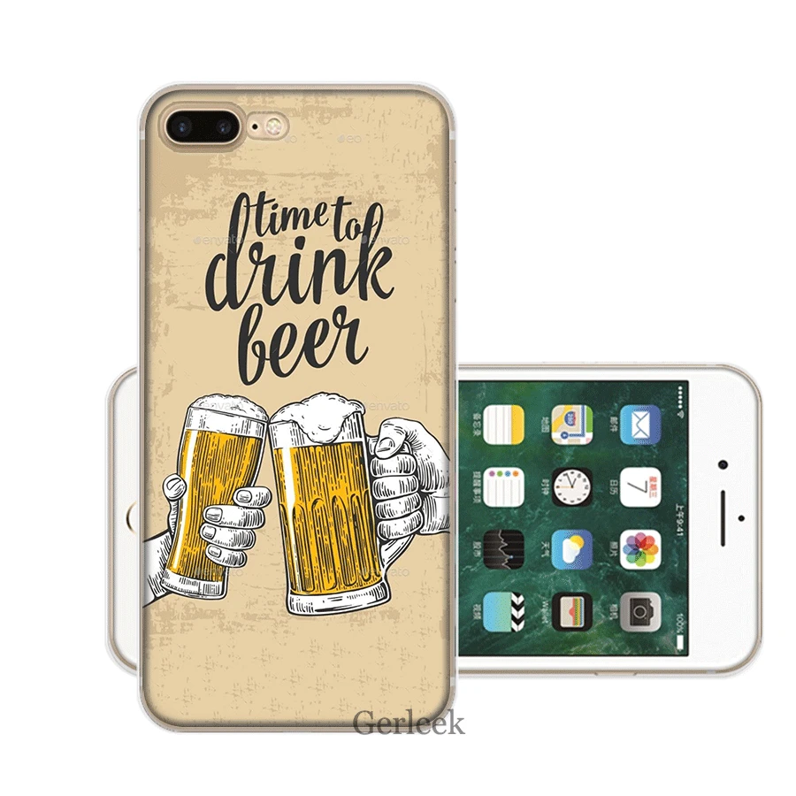 Чехол для мобильного телефона iPhone 11 Pro 6 6s 7 8 P Lus iPhone XR X XS Max 5 5S SE Shell Cute Beer Art жесткий чехол