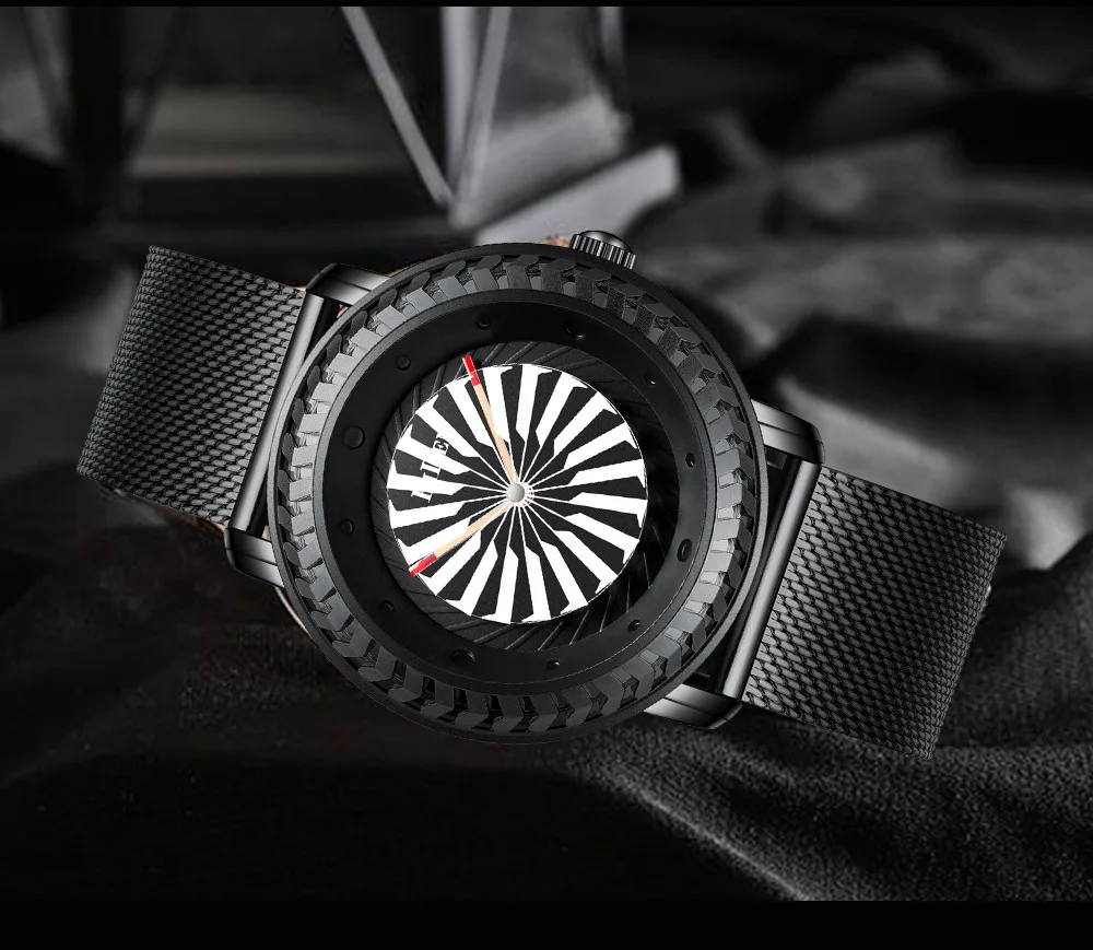 

Biden Waterproof Cool Turntable Mesh Belt Quartz Watch
