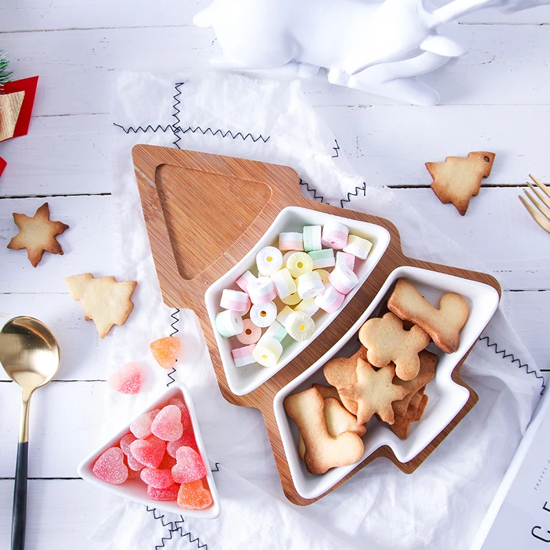 В форме рождественской ёлки Фруктовая тарелка Бытовая керамика сладости орехи семена сухие тарелки для фруктов посуда поднос для завтрака милый подарок для детей