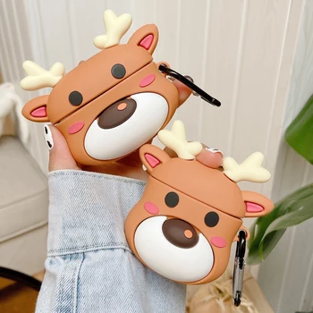 

For Airpods Pro 3D Cute Cartoon Elk Deer Earpods Case for Apple Airpods 1 2 3 Wireless Earphone Cover Box Christmas Xmas Gifts