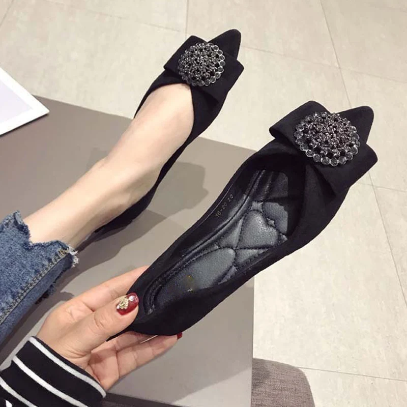 

Spring Summer Women slip on Flat Shoes Pointed Toe Crystal Butterfly dress Flats for Woman Dress Shoe fashion Cute Ladies Shoes