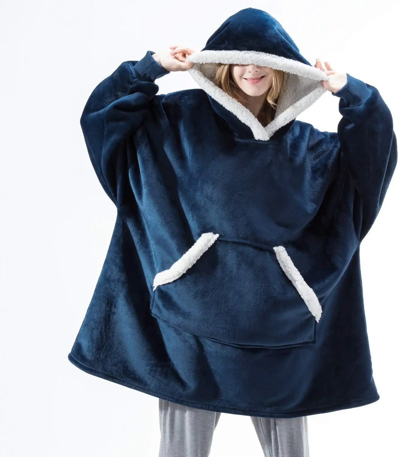 Sherpa Oversized Hoodies Women Wearable Blanket