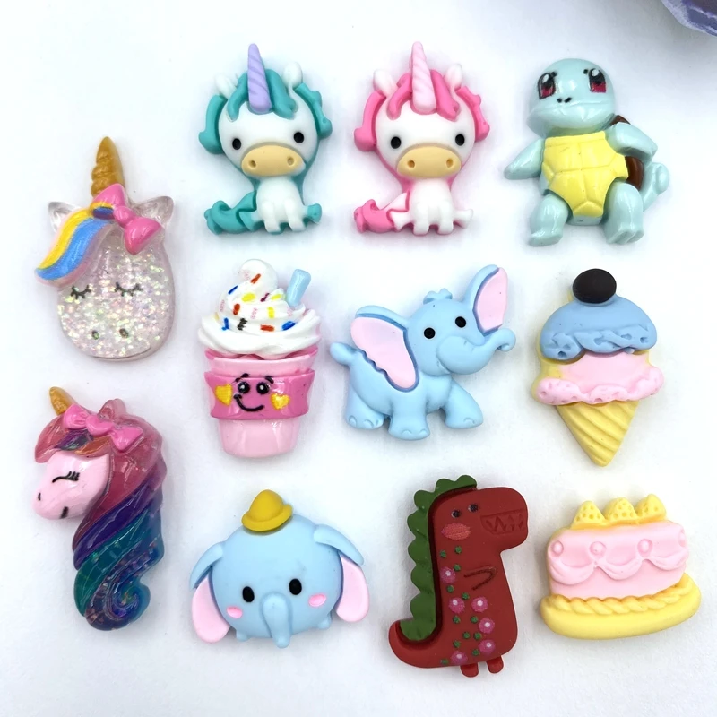 20 шт./лот Kawaii смешанные Мультяшные животные плоская задняя сторона Кабошоны