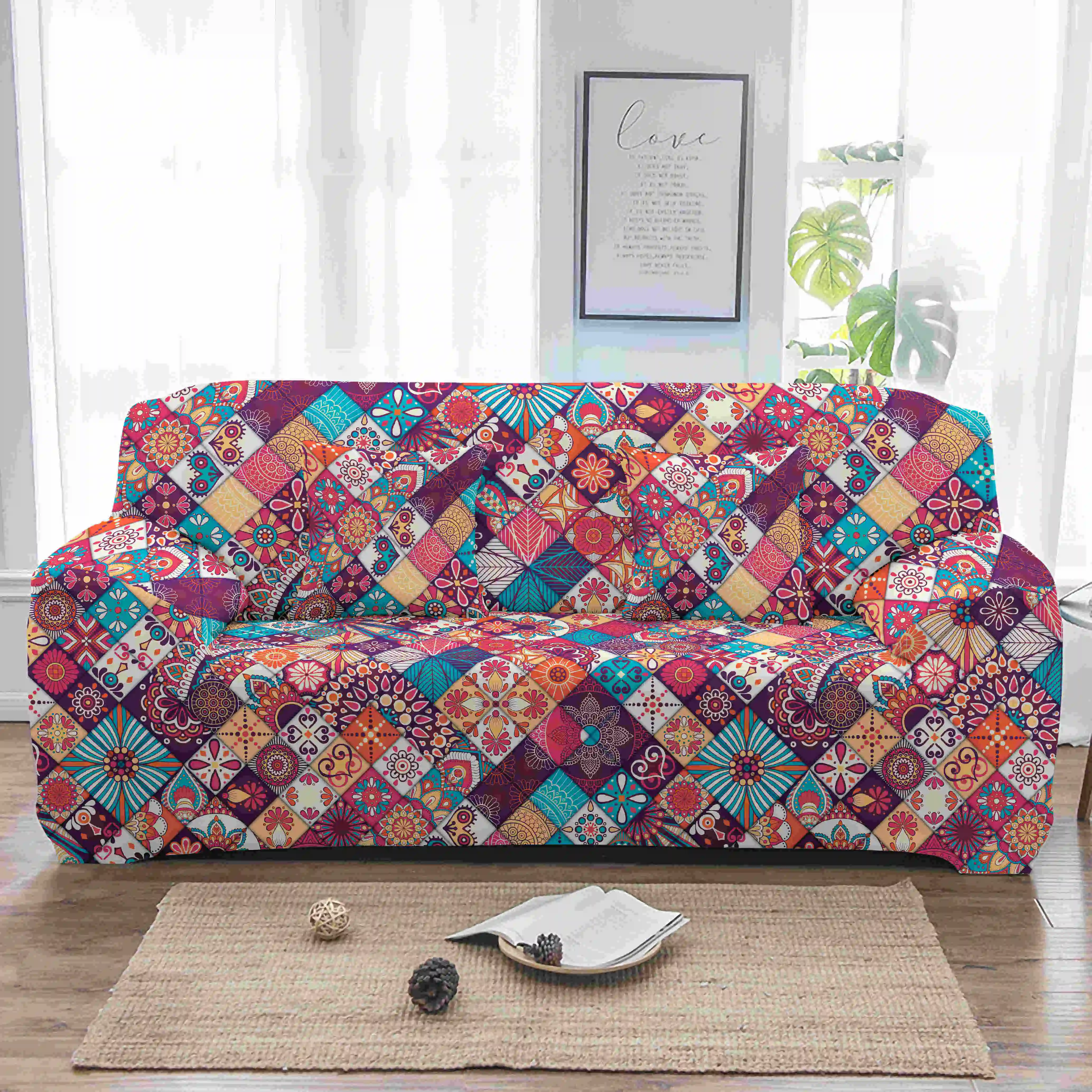 Homesky Мандала эластичный чехол для дивана Bohemia Slipcovers плотная накидка все включено диванные чехлы для гостиной секционный Диванный чехол