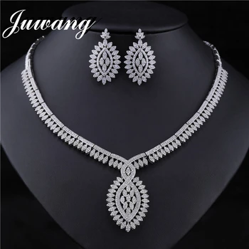 

JUWANG Wedding Dubai Jewelry Sets Bridal Necklace Set for Women Exquisite Zircon Jewelry Set Engagement Bisuteria