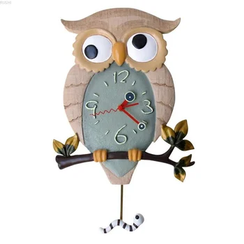 

upgrade ultra-silence individuality wall clock fashion house and home creativity horologe a bird of Minerva rock noctilucence