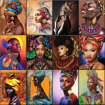 

African Woman DIY Painting By Numbers On Canvas Handpained For Adults Coloring By Numbers Acrylic Paint Unique Gifts