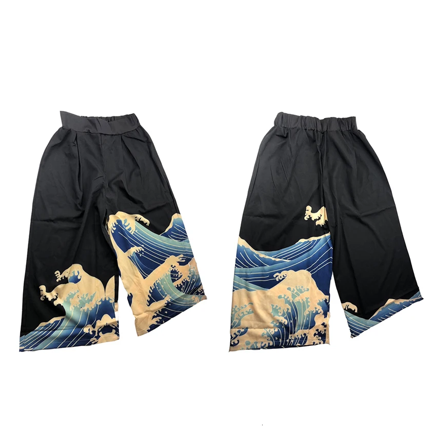 Unisex Woman Japanese Harajuku Kimono Haori Thin Sunscreen Coat Cardigan Ukiyo Man Wide Leg Pants Leisure Loose Harem Trousers