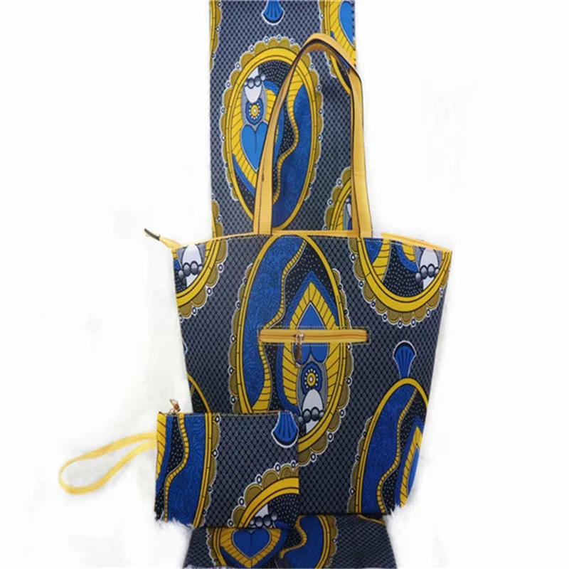 

2019 Latest Design African Tradition Ankara Dashiki Wax Prints Fabric Bag Sets For Fashion High Quality Handmade Sewing Handbag
