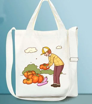 

Women Large Capacity Canvas Tote Lady Casual Shoulder Bag Bolsa Cartoon Print Shopping Bag Beach Bag Cotton Cloth Female Handbag