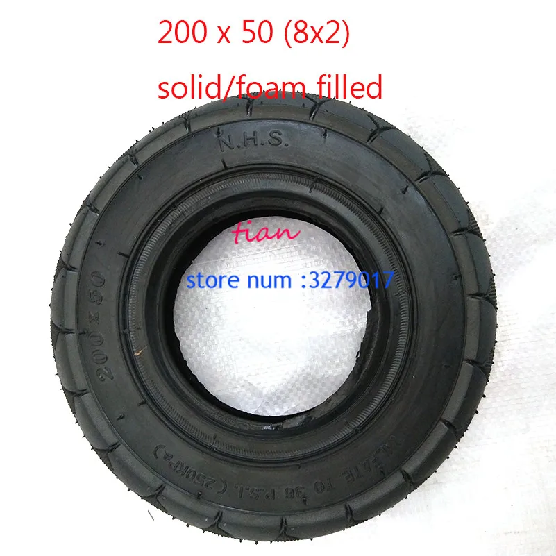 2 colors 1 pc RAZOR SCOOTER TUBELESS SOLID NO FLATS TIRE 200 X 50 (8 X 2) E100 E150 E175 E200 SCOOTER tire