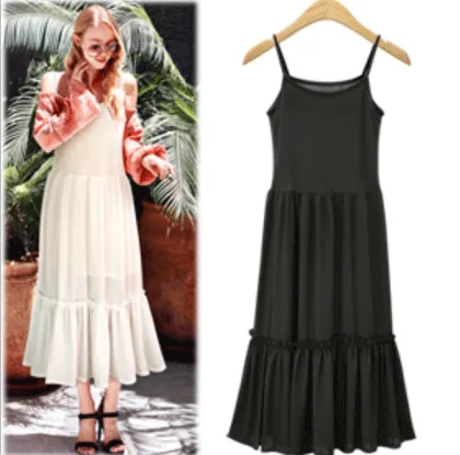 

Europe And America New Style Dress-Joint Strapped Dress Long Skirts