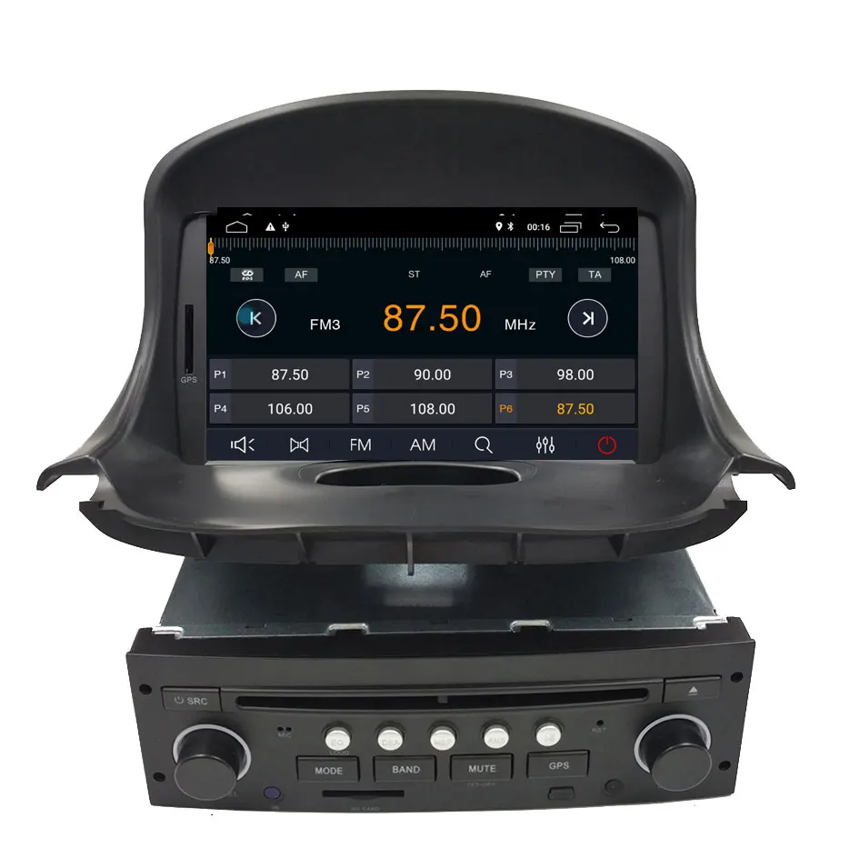 Автомобильный DVD плеер с GPS четырехъядерным процессором Android 10 для PEUGEOT 206 206cc