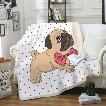 

Soft Winter Warm Puppy Polyester Blanket Thickened Polyester Sand Gog 3D Digital Fur Blanket Dog Double-layer Printed