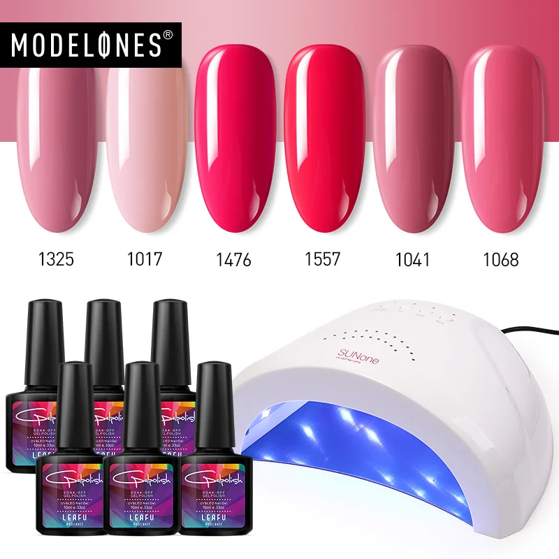 Modelones 7Pcs/Lot Nail Lamp Semi Permanent Led Gel Polish Kits Smart Sensor 36W/48W UV Lamp Nail Cure Machine Gel Lacquer Kits - Цвет: 48W LED LAMP KITS