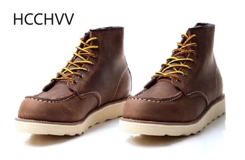 

Real leather men's Vintage boots Wing bronze primary color net mens red shoes coffee Hiking boots light Breathable