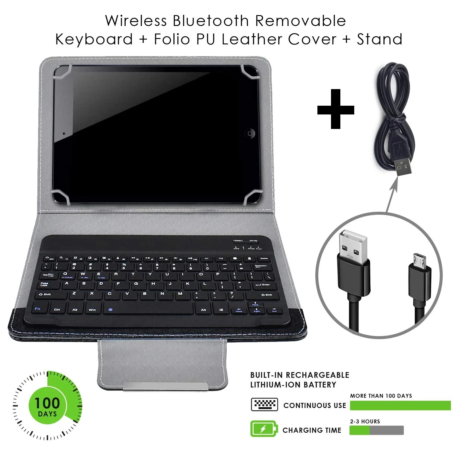 Wireless Bluetooth Keyboard For Tablet PU Leather Case Stand Cover  For Pad 7 8 Inch 9 10 Inch For IOS Android Windows