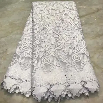 

High Quality Nigerian Lace Fabrics 2020 With stones African French Net Lace Fabric Embroidered Tulle Mesh Lace White YT8-8