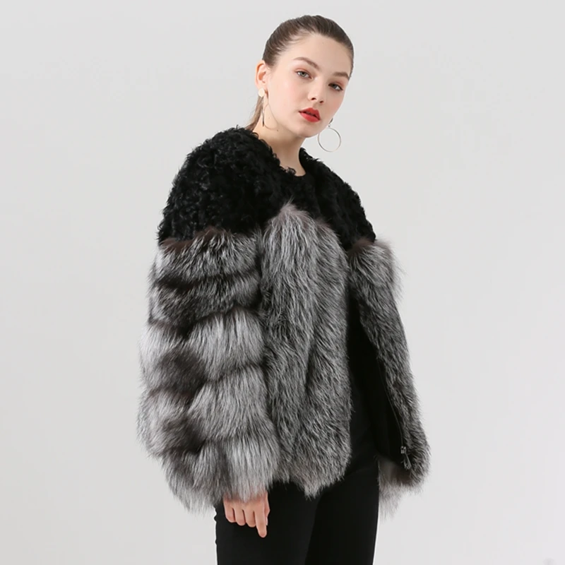 Flash Deal QIUCHEN  PJ19023 2019 new arrival  real fox fur coat with real sheep fur fashion mode hot sale Free shipping 1