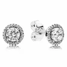 Оригинальные 925 пробы серебряные серьги, классические элегантные серьги-гвоздики с прозрачными кристаллами для женщин, свадебный подарок, модное ювелирное изделие