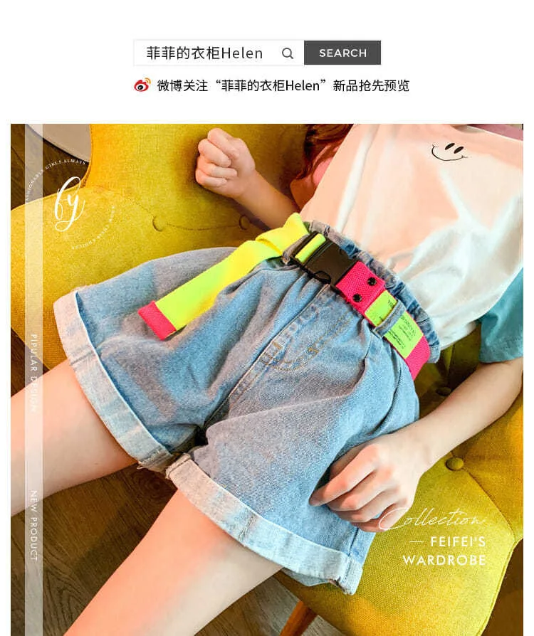 Fashion Girls High Waist Denim Shorts With Belt Baby Girls Jeans Shorts Summer Cute Kids Clothes For Teenagers 3 12 Years Shorts Aliexpress