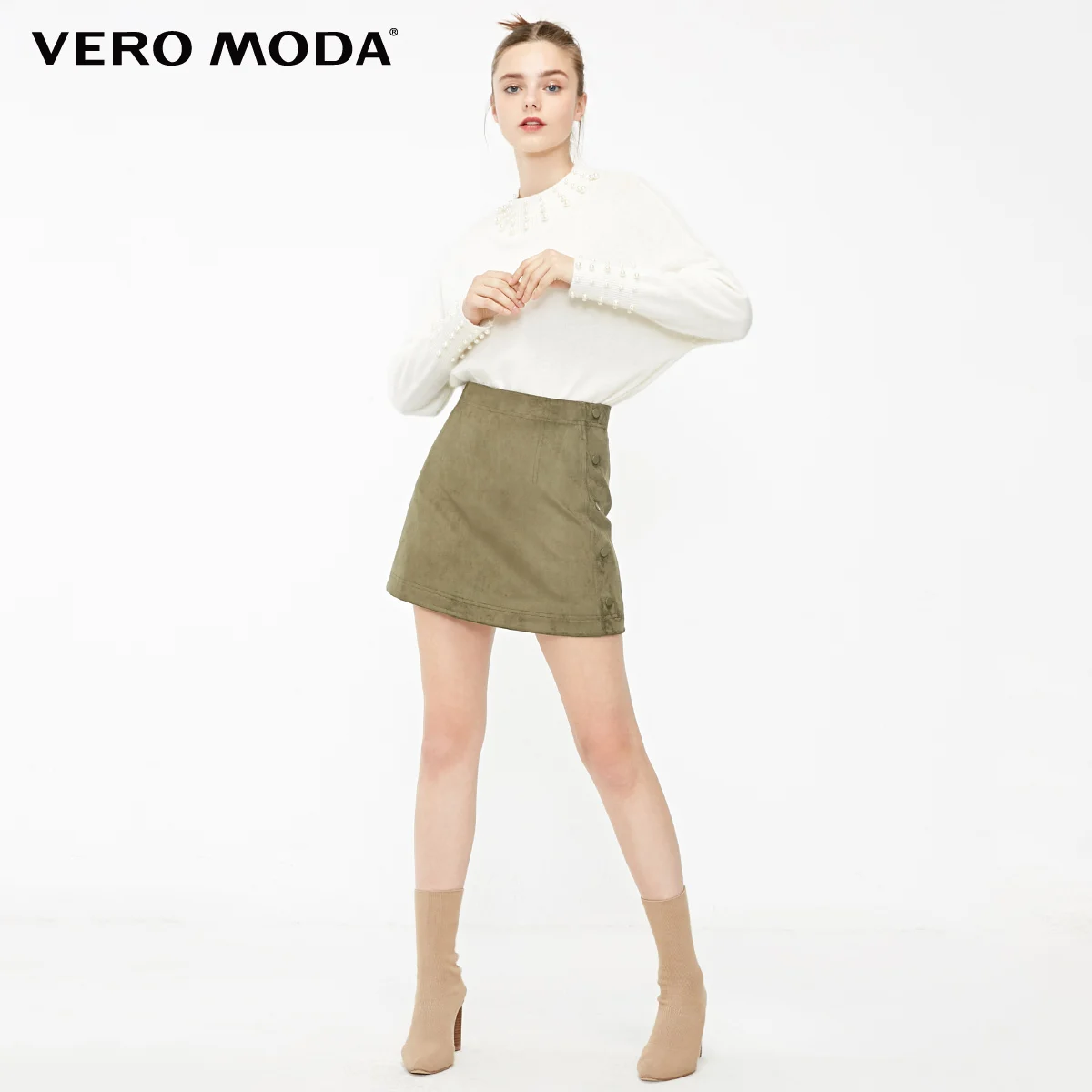 Vero Moda Женская мини-юбка с декоративными пуговицами и высокой посадкой | 319116513