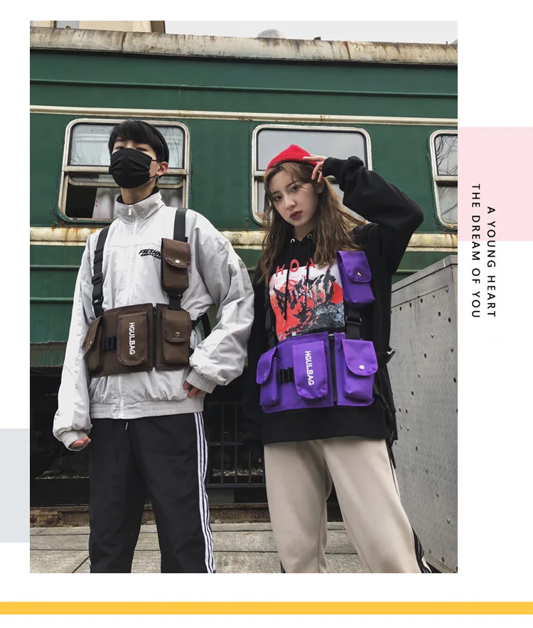 Functional Fashion Chest Rig Bag Men Women Hip Hop Harness Adjustable Tactical Vest Sports Hunting Tactical Packages Bullet Pack