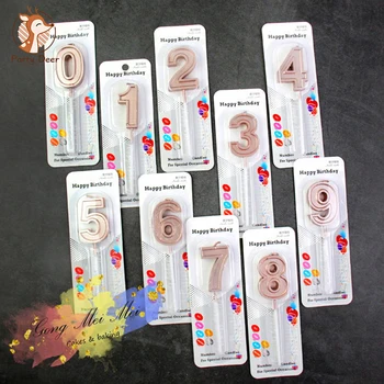 

Happy birthday Gold Silver Pink Black Color number candles number 0-9 wholesale candles Cake Decoration Love Gifts