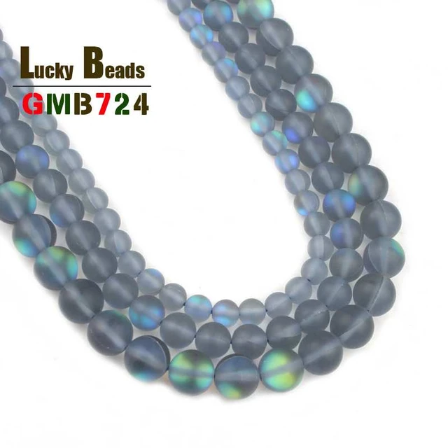 Gris esmerilado Austria esmerilado piedra lunar cuentas redondas para hacer joyería DIY pendientes pulsera accesorios 15'' - AliExpress
