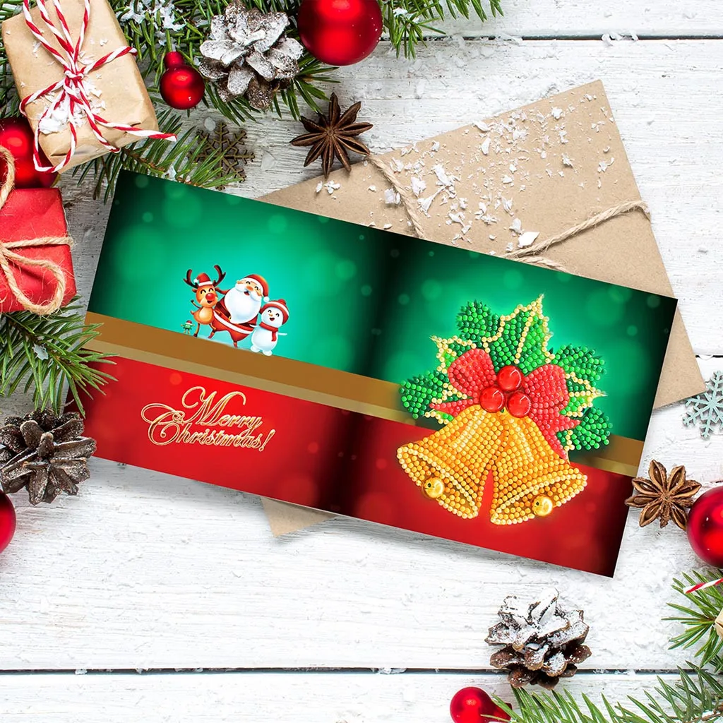 Christmas Card Set Santa Claus Elk Snowman Diamond Painting DIY Holiday Card 4pc/ 8pc