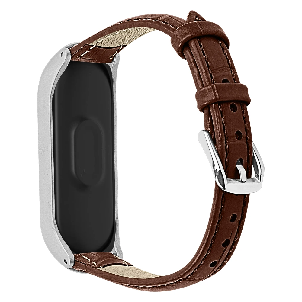 Brown Для Xiaomi mi Band 4 mi Band 3 ремешок для умных часов ремешок для часов из натуральной кожи ремешок для часов для Xiaomi mi Band 4 3 ремешки для браслетов - Цвет: Brown