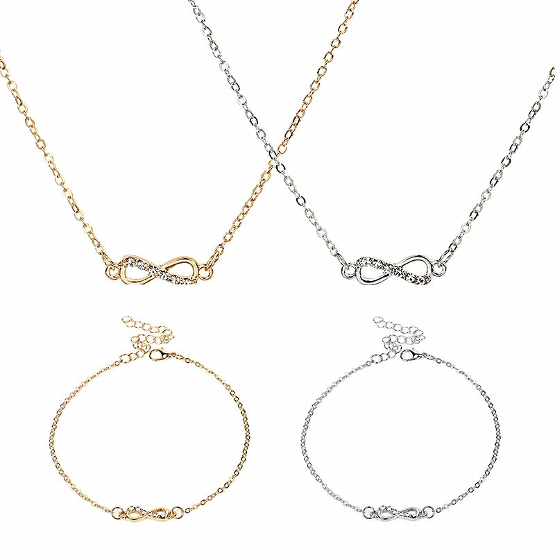 Женское колье-чокер с буквой 8 циркониевое ожерелье бесконечным плетением